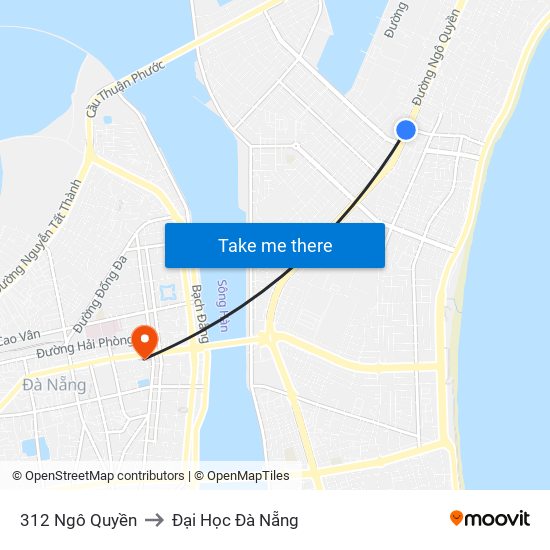 312 Ngô Quyền to Đại Học Đà Nẵng map