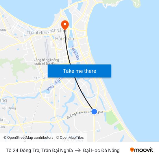 Tổ 24 Đông Trà, Trần Đại Nghĩa to Đại Học Đà Nẵng map