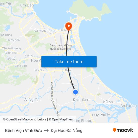 Bệnh Viện Vĩnh Đức to Đại Học Đà Nẵng map