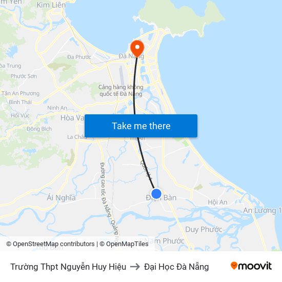 Trường Thpt Nguyễn Huy Hiệu to Đại Học Đà Nẵng map