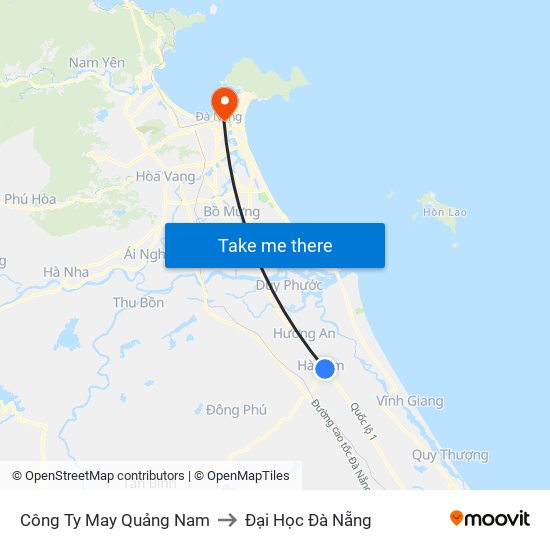 Công Ty May Quảng Nam to Đại Học Đà Nẵng map