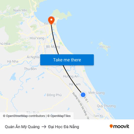 Quán Ăn Mỳ Quảng to Đại Học Đà Nẵng map