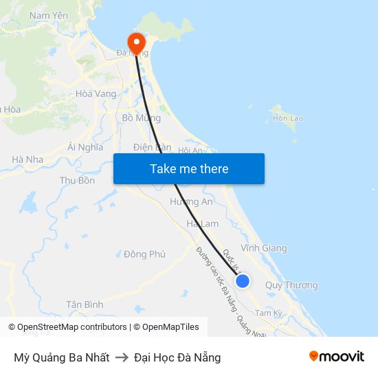 Mỳ Quảng Ba Nhất to Đại Học Đà Nẵng map