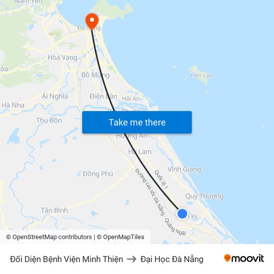 Đối Diện Bệnh Viện Minh Thiện to Đại Học Đà Nẵng map