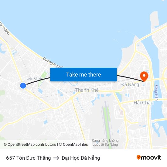 657 Tôn Đức Thắng to Đại Học Đà Nẵng map