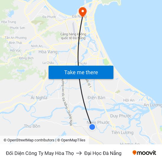 Đối Diện Công Ty May Hòa Thọ to Đại Học Đà Nẵng map