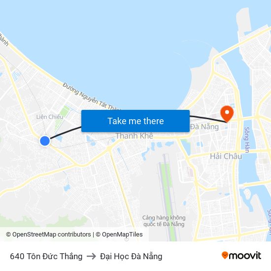 640 Tôn Đức Thắng to Đại Học Đà Nẵng map