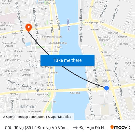 CầU RồNg (Số Lẽ ĐườNg Võ Văn KiệT) to Đại Học Đà Nẵng map