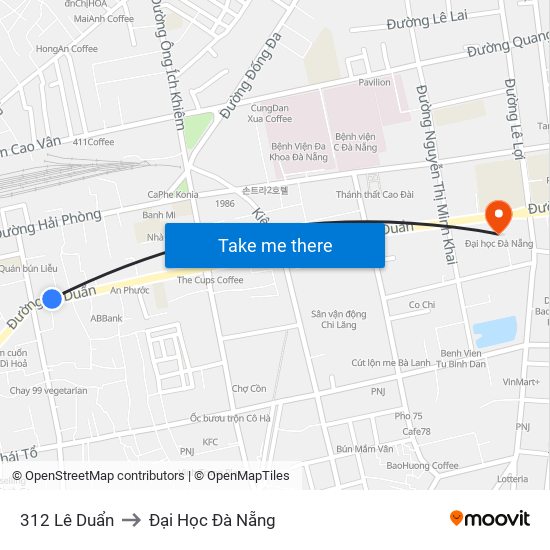 312 Lê Duẩn to Đại Học Đà Nẵng map