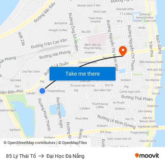 85 Lý Thái Tổ to Đại Học Đà Nẵng map