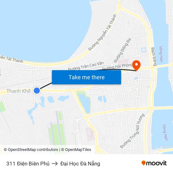 311 Điện Biên Phủ to Đại Học Đà Nẵng map