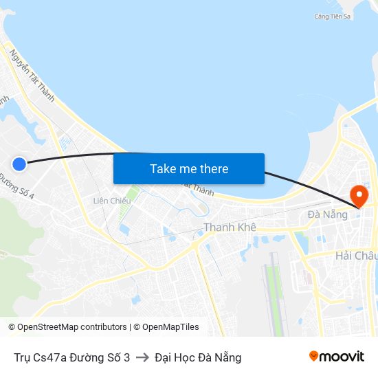 Trụ Cs47a Đường Số 3 to Đại Học Đà Nẵng map