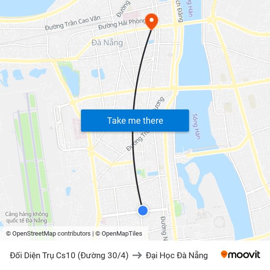 Đối Diện Trụ Cs10 (Đường 30/4) to Đại Học Đà Nẵng map