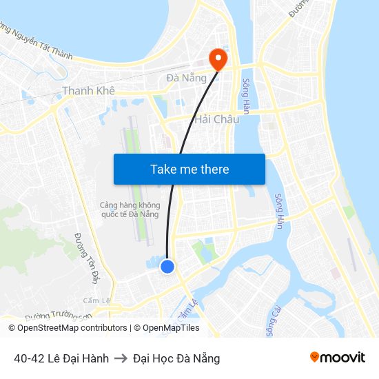 40-42 Lê Đại Hành to Đại Học Đà Nẵng map