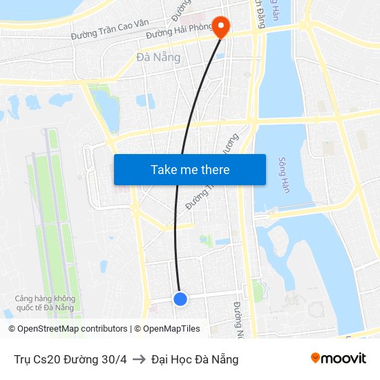 Trụ Cs20 Đường 30/4 to Đại Học Đà Nẵng map