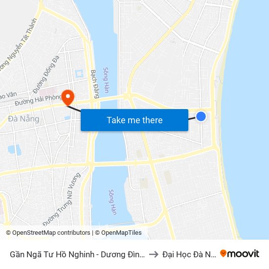 Gần Ngã Tư Hồ Nghinh - Dương Đình Nghệ to Đại Học Đà Nẵng map