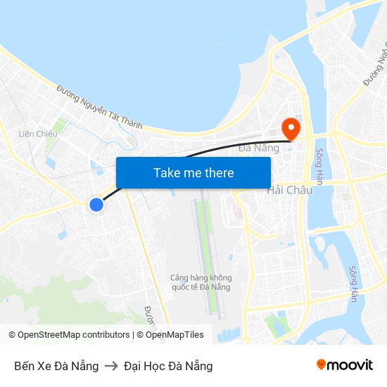 Bến Xe Đà Nẵng to Đại Học Đà Nẵng map