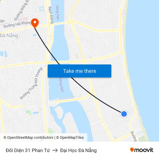 Đối Diện 31 Phan Tứ to Đại Học Đà Nẵng map