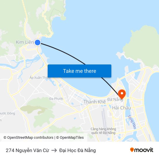 274 Nguyễn Văn Cừ to Đại Học Đà Nẵng map