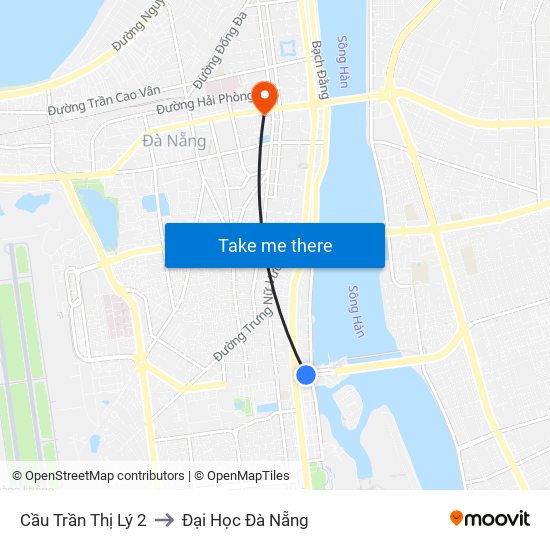 Cầu Trần Thị Lý 2 to Đại Học Đà Nẵng map