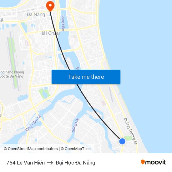 754 Lê Văn Hiến to Đại Học Đà Nẵng map