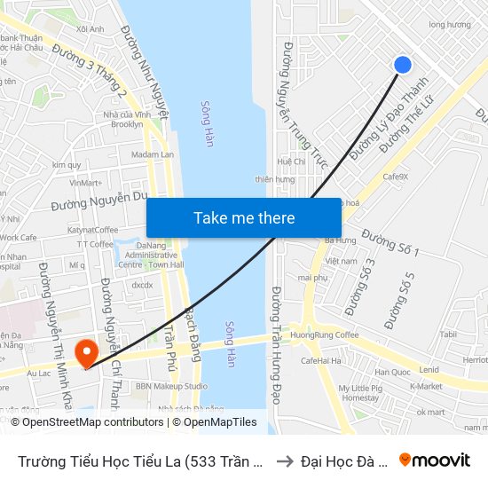 Trường Tiểu Học Tiểu La (533 Trần Nhân Tông) to Đại Học Đà Nẵng map