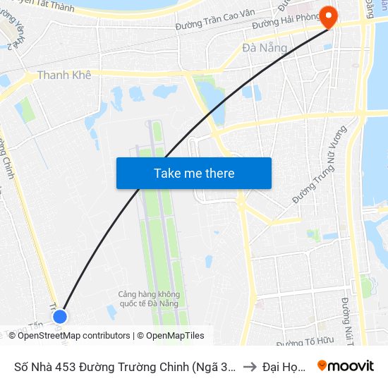 Số Nhà 453 Đường Trường Chinh (Ngã 3 Đường Trường Chinh - Lê Trọng Tấn) to Đại Học Đà Nẵng map