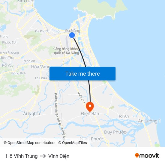 Hồ Vĩnh Trung to Vĩnh Điện map