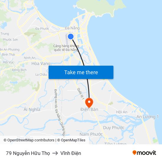 79 Nguyễn Hữu Thọ to Vĩnh Điện map