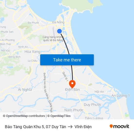 Bảo Tàng Quân Khu 5, 07 Duy Tân to Vĩnh Điện map