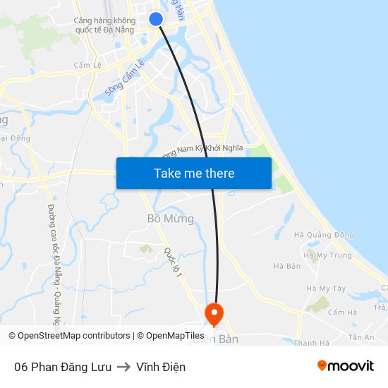 06 Phan Đăng Lưu to Vĩnh Điện map