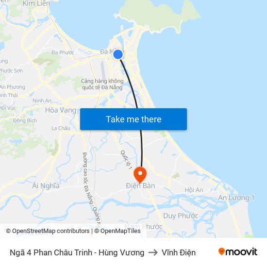 Ngã 4 Phan Châu Trinh - Hùng Vương to Vĩnh Điện map