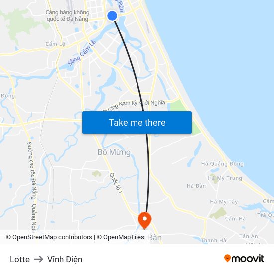 Lotte to Vĩnh Điện map