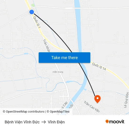 Bệnh Viện Vĩnh Đức to Vĩnh Điện map
