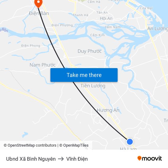 Ubnd Xã Bình Nguyên to Vĩnh Điện map