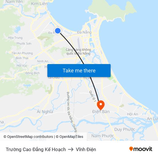 Trường Cao Đẳng Kế Hoạch to Vĩnh Điện map