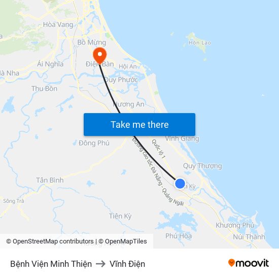 Bệnh Viện Minh Thiện to Vĩnh Điện map