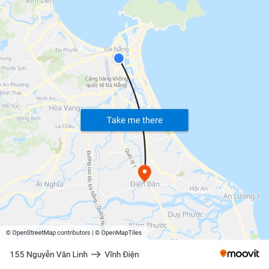 155 Nguyễn Văn Linh to Vĩnh Điện map