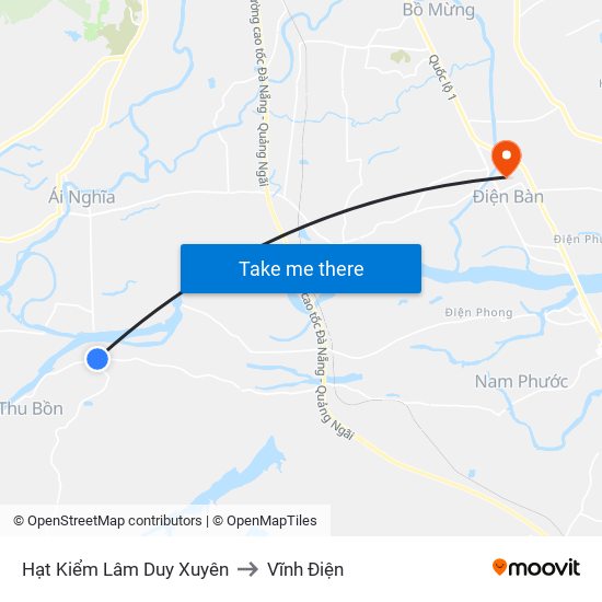 Hạt Kiểm Lâm Duy Xuyên to Vĩnh Điện map