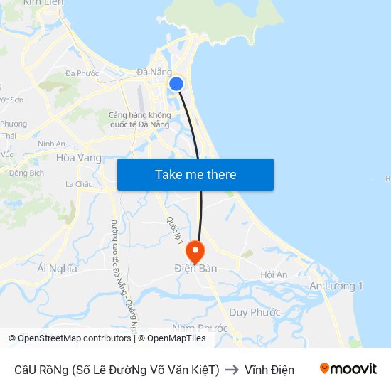 CầU RồNg (Số Lẽ ĐườNg Võ Văn KiệT) to Vĩnh Điện map