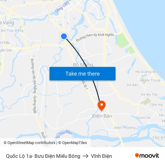 Quốc Lộ 1a- Bưu Điện Miếu Bông to Vĩnh Điện map