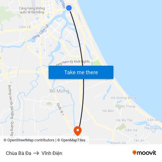 Chùa Bà Đa to Vĩnh Điện map