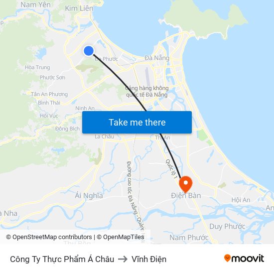 Công Ty Thực Phẩm Á Châu to Vĩnh Điện map