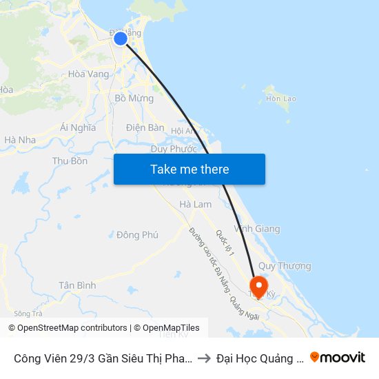 Công Viên 29/3 Gần Siêu Thị Phan Khang to Đại Học Quảng Nam map