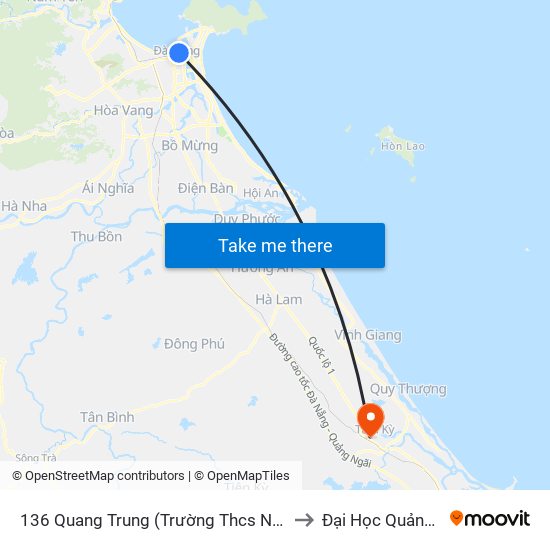 136 Quang Trung (Trường Thcs Nguyễn Huệ) to Đại Học Quảng Nam map