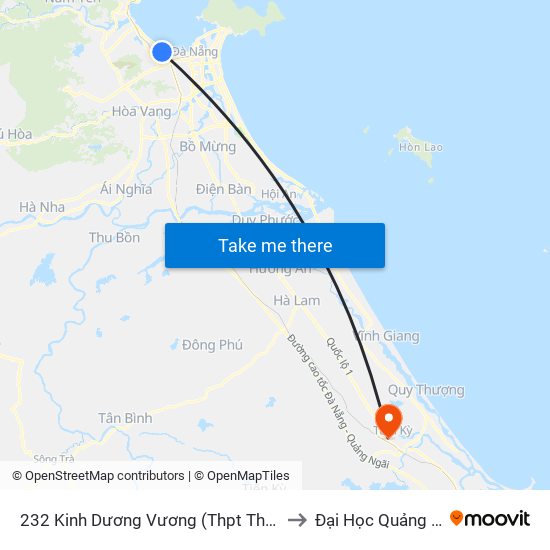 232 Kinh Dương Vương (Thpt Thanh Khê) to Đại Học Quảng Nam map