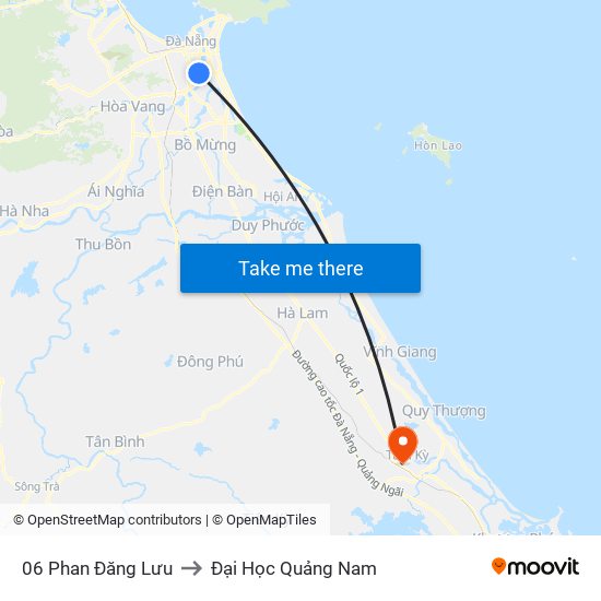 06 Phan Đăng Lưu to Đại Học Quảng Nam map