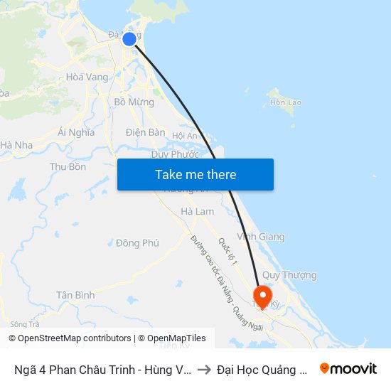 Ngã 4 Phan Châu Trinh - Hùng Vương to Đại Học Quảng Nam map