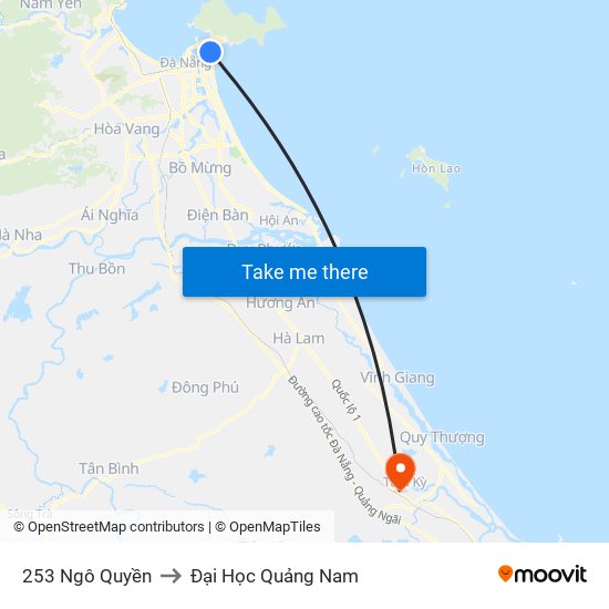 253 Ngô Quyền to Đại Học Quảng Nam map