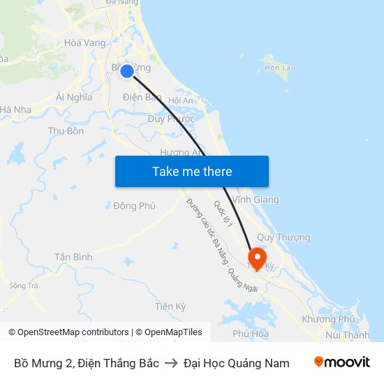 Bồ Mưng 2, Điện Thắng Bắc to Đại Học Quảng Nam map